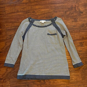 Liz Claiborne Long Sleeve Striped Knit Sweater Top | Small